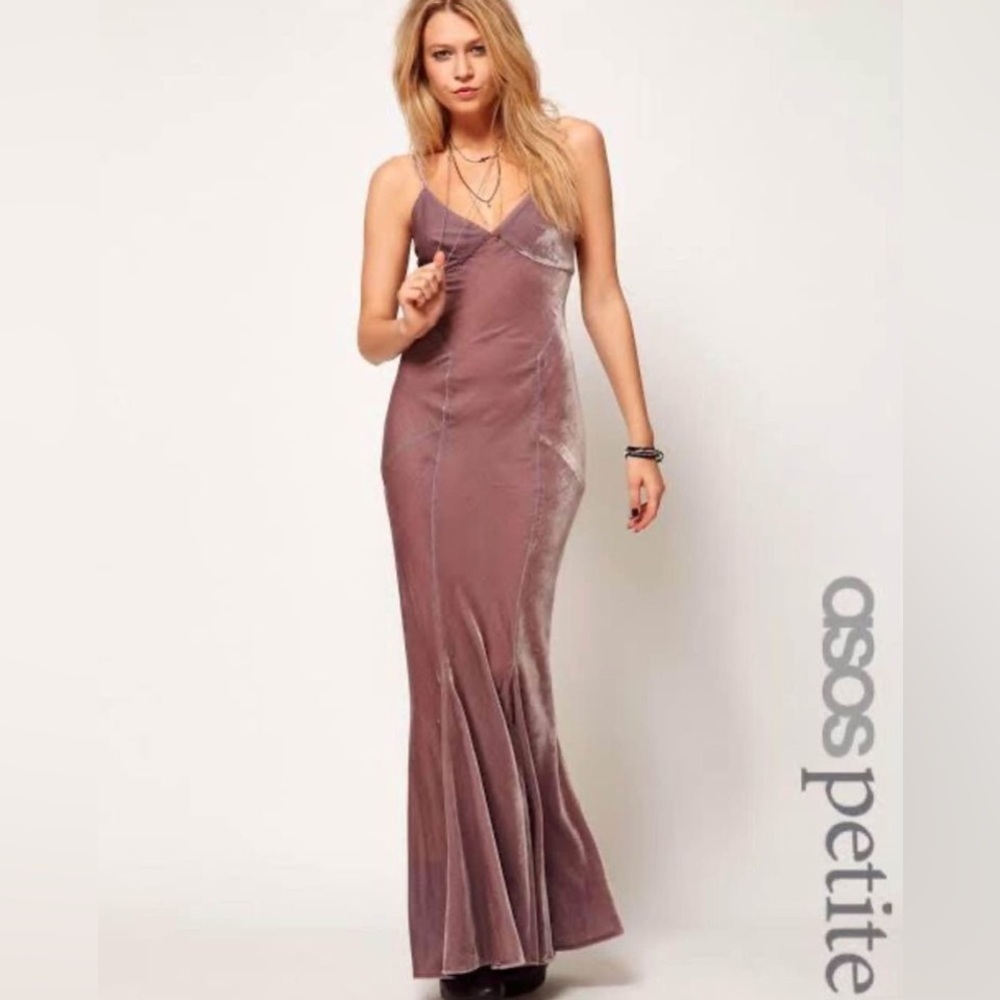 Asos Petite lilac velvet gown